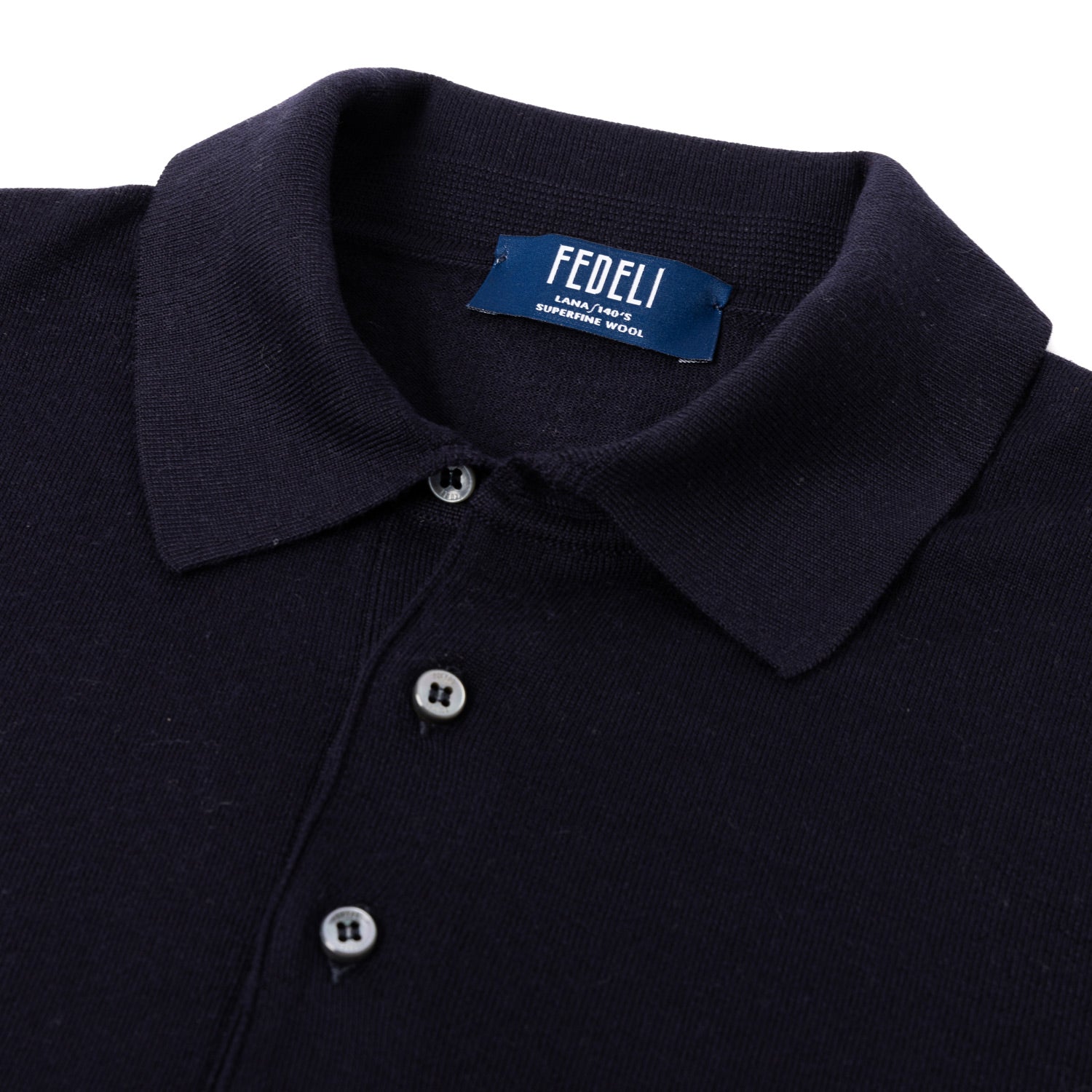 Exclusively for Michael Jondral: Dark Blue Knitted Polo "Sportman" made from Extra-Fine 140's Merino Wool